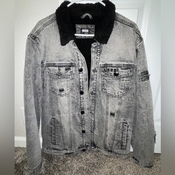 LSKD Unisex Tibetan Jacket- Grey Snow, size Medium, Sherpa lined - Picture 1 of 5